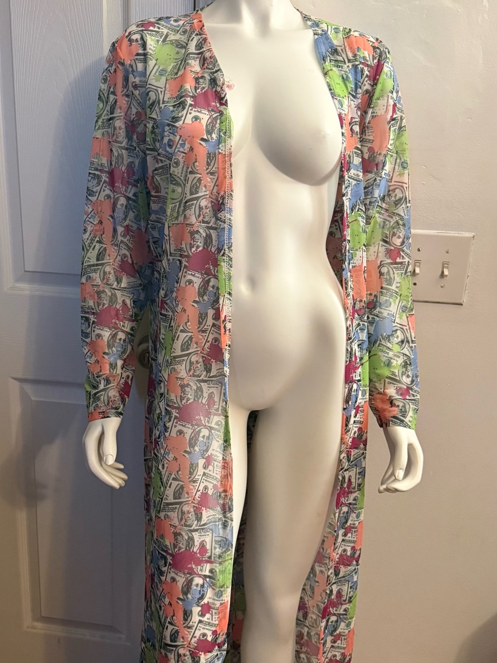 Love Nation Multicolor Sheer Duster Robe - Coral, Lime, Blue, Pink